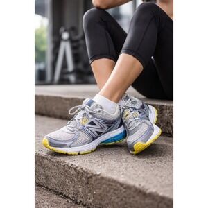 New Balance 680 V2 Women's 6.5 Running Shoes Gray Blue Yellow Athletic